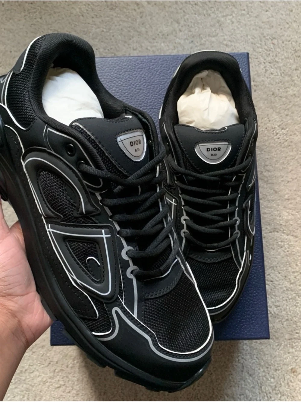 Dior Black Men’s Sneakers with White Trim